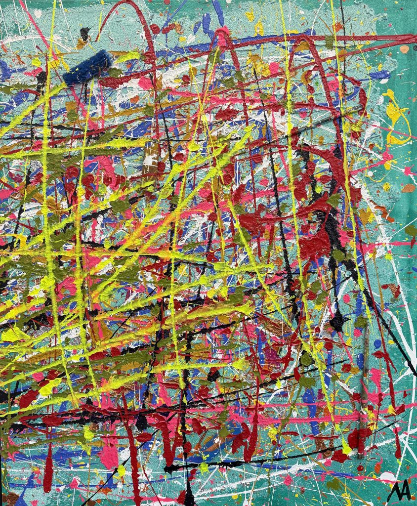 Titel_ Green Pulse , Größe_100x120cm, Mixed Media auf LW, 2026