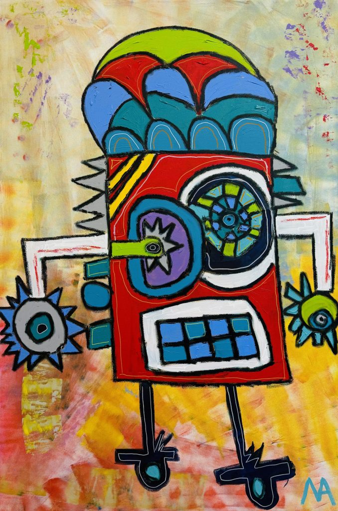 Titel_ Primadonna, Größe_100x150cm, Acryl & Oilstick auf LW, 2024