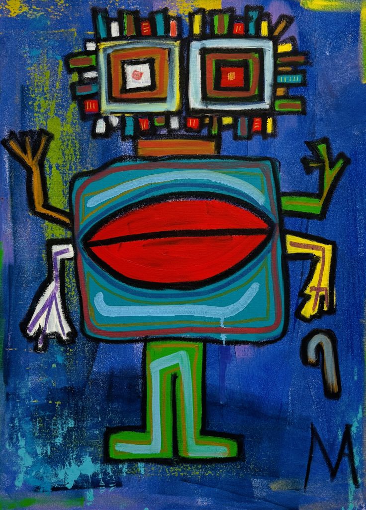 Titel_ Red Lips, Größe_60x80cm, Acryl & Oil Stick auf Leinwand, 2025